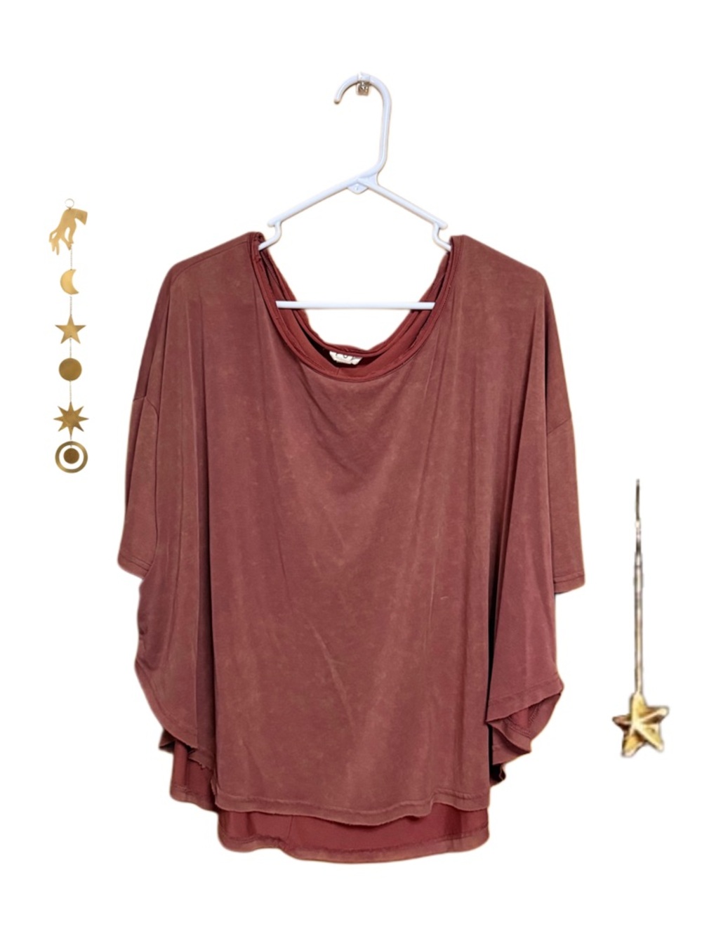 🤎 POL Oversized Boho Blouse Large Earthy Brown Tunic Whimsigoth Flowy 🤎 - Picture 2 of 5